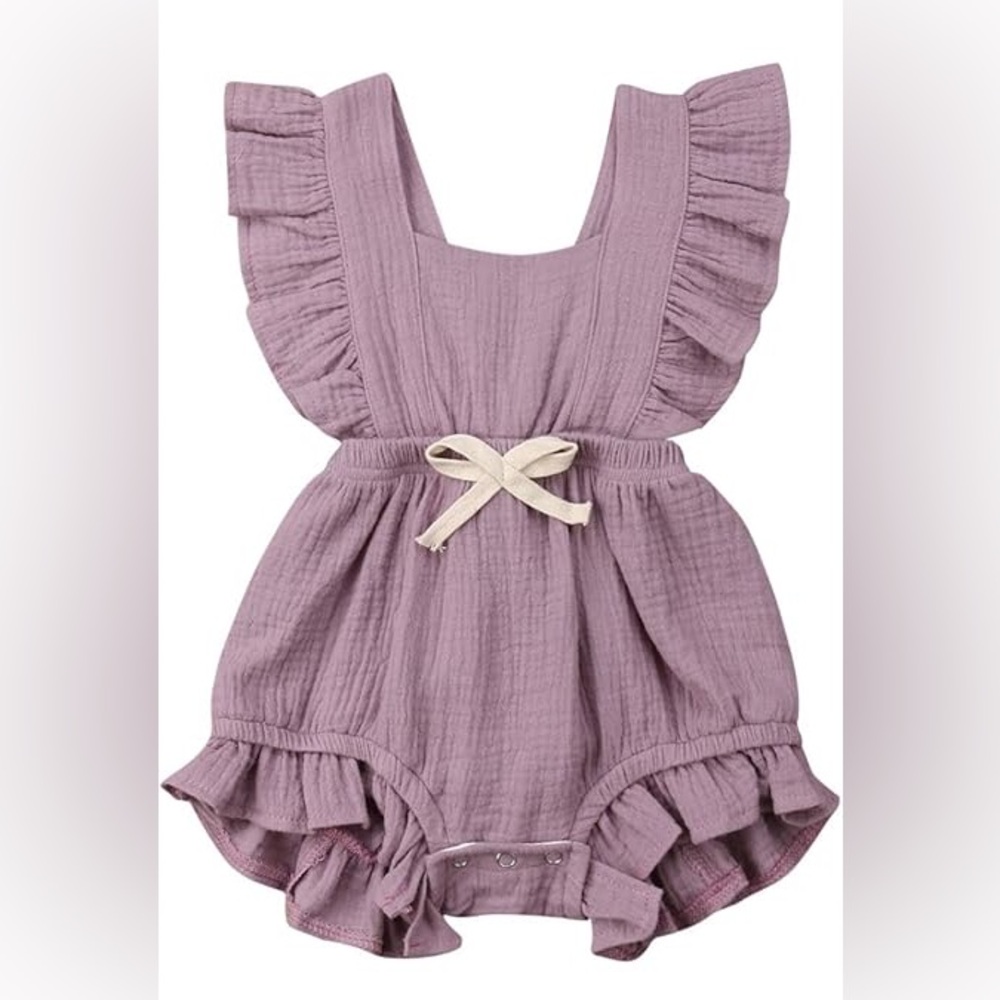 EMMA JEAN 100% Cotton Muslin Romper - NWT - Toddler Girls 3T purple boho ruffle